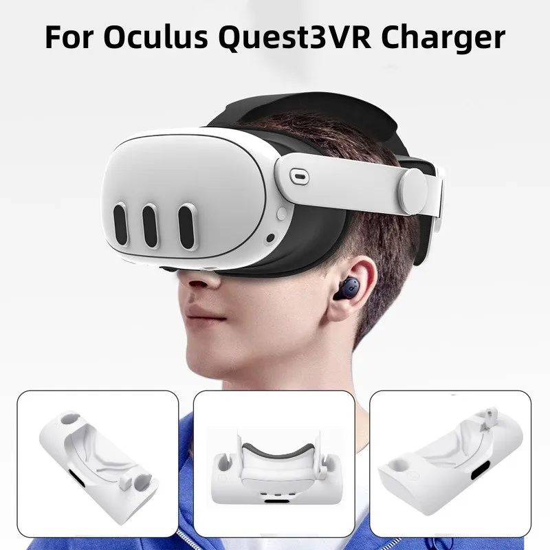 

Зарядная док-станция для Oculus Quest 3 с кабелем, гарнитура виртуальной реальности, зарядная подставка, совместимая с аксессуарами для очков виртуальной реальности Meta Quest 3