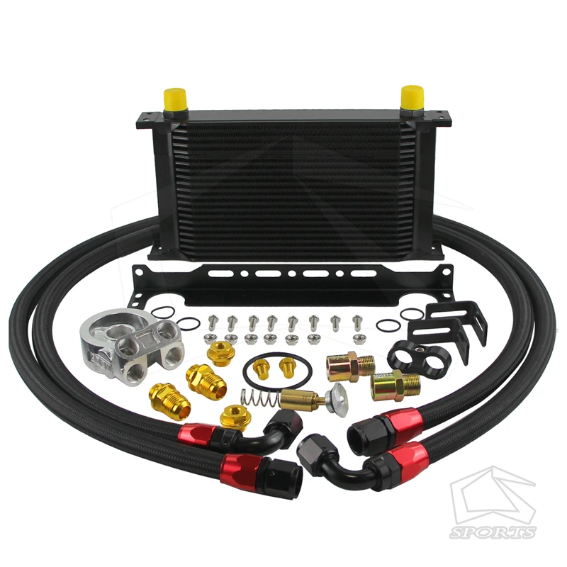 

Комплект масляного радиатора AN10, термостат для двигателя, адаптер 80 градусов, 22 ряда, серебристый/черный