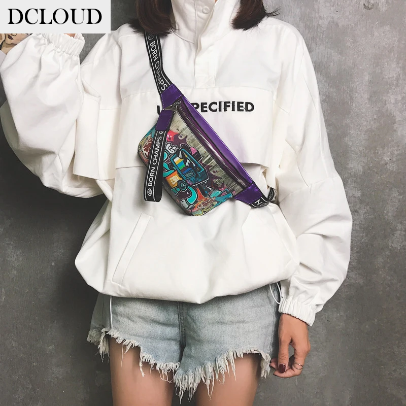 

Повседневная нагрудная сумка-мессенджер 2022, сумка для танцев, модная маленькая поясная сумка в стиле хип-хоп с рисунком граффити, рюкзак для...