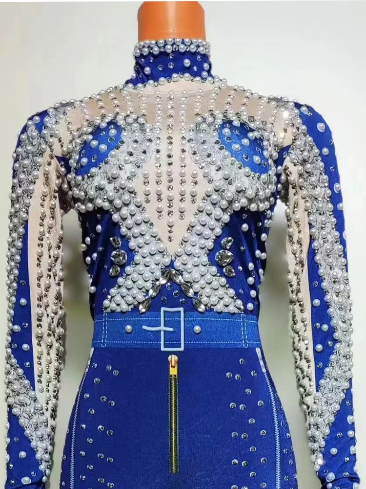 Высококачественный популярный эластичный комбинезон с бусинами 2024 Новая модная