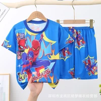 boys suit summer short sleeved spider man childrens pajamas set sleepwear boys middle and small childrens home clothes