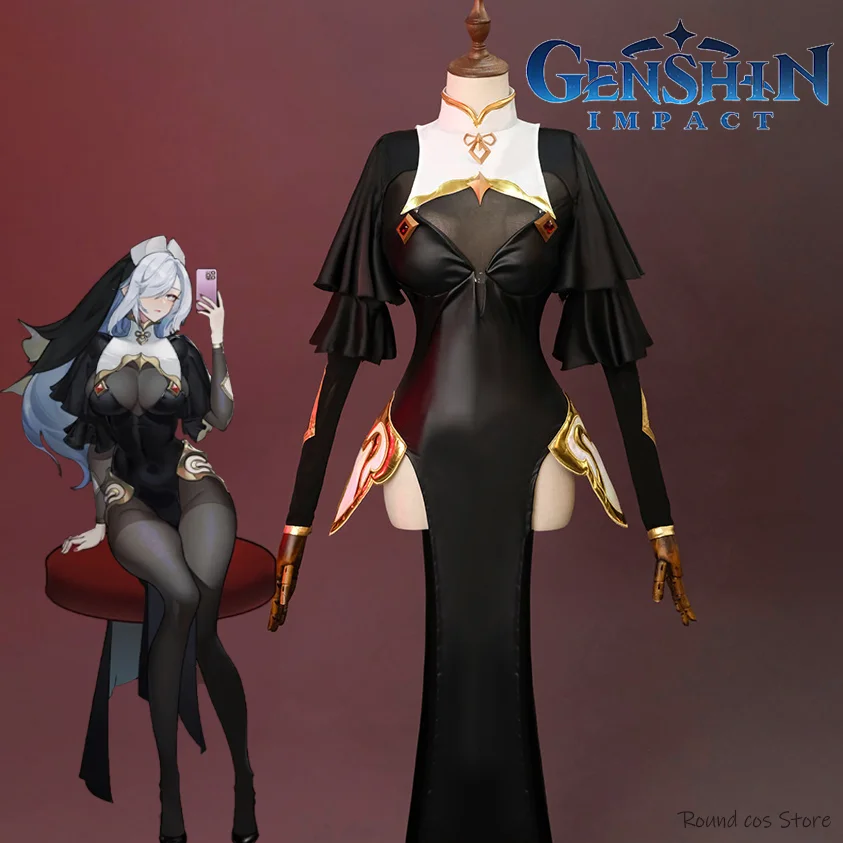 Костюм для косплея Genshin Impact Shenhe взрослых и женщин сексуальная униформа монахини