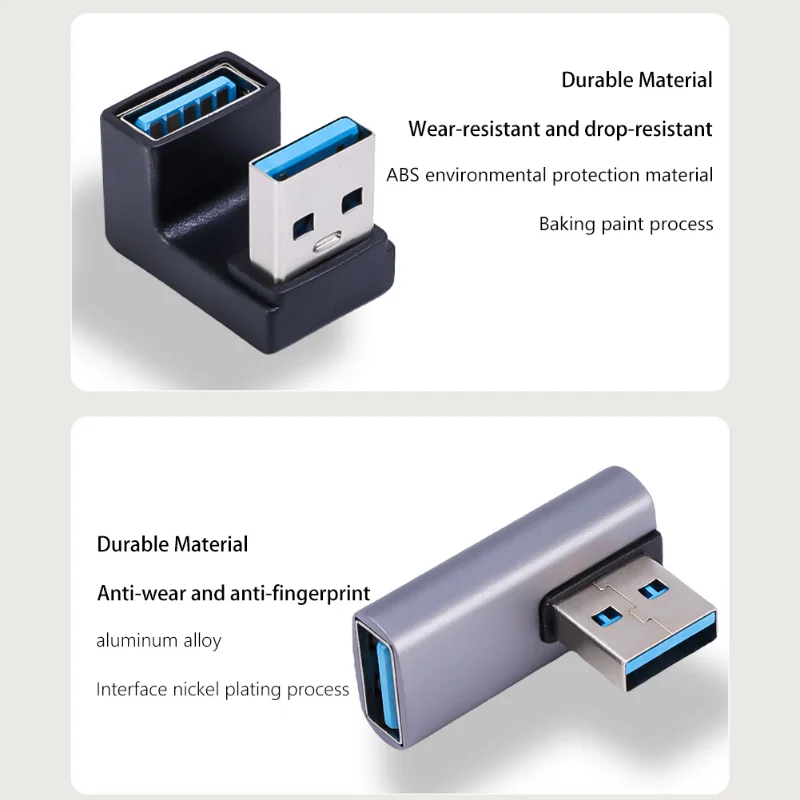 USB To Type C Adapter U-Shape Right Angle for USB C To Type C Adapter Universal L-Shape USB A Male To USB A Female Converter