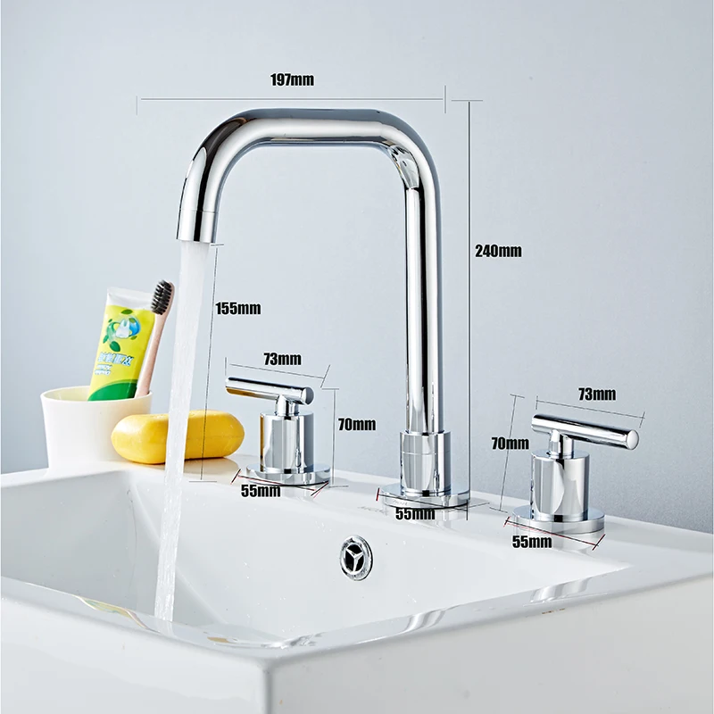 bathroom basin faucet deck mounted double handle faucet matt black basin mixer hot cold shower room sink faucet 3 hole tub tap free global shipping