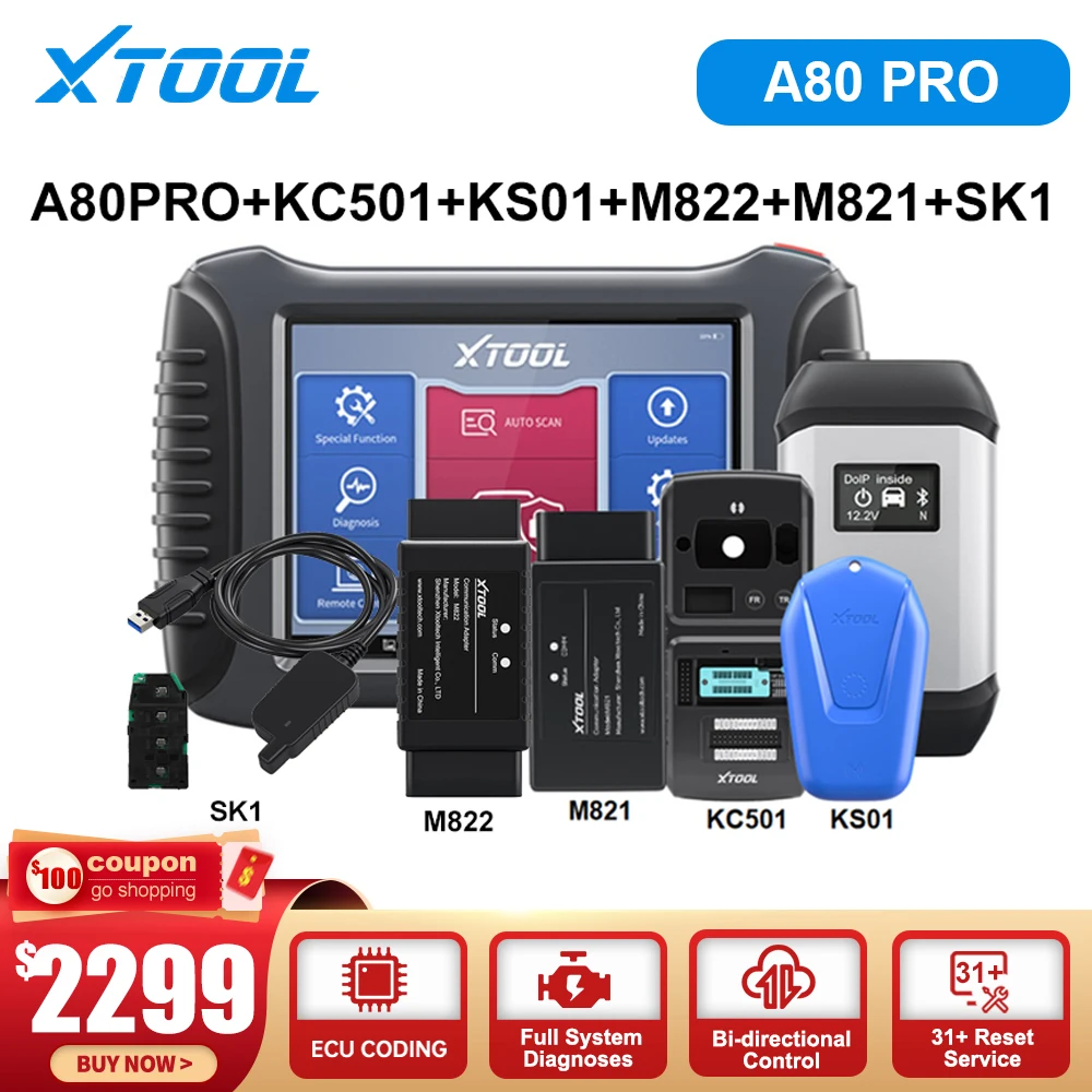 

XTOO A80Pro Full System Diagnostic Tool Key Programming Active Test ECU Programming/Coding Active Test with 31+ Reset Functions