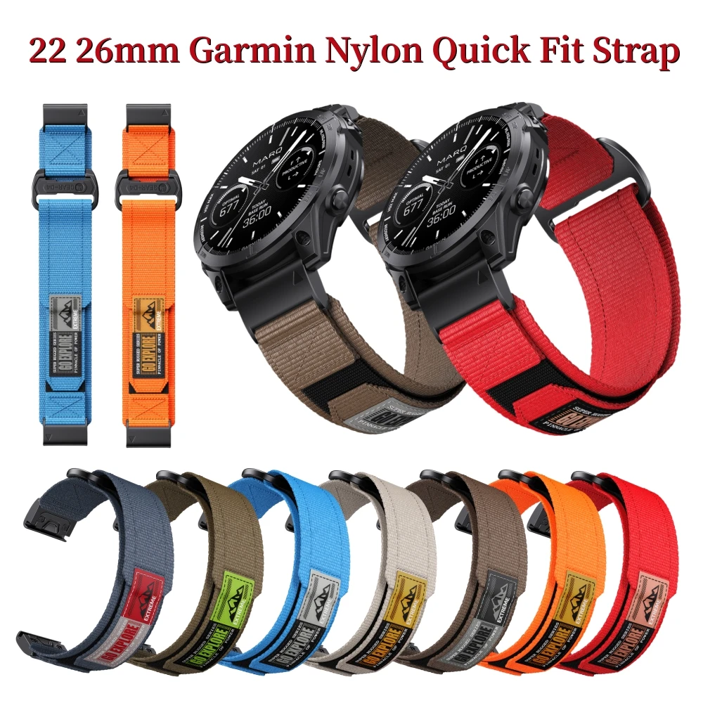 Для Garmin 22 26 мм быстросъемный нейлоновый ремешок 5Plus 6Pro 7Pro браслет для часов Fenix8 7XPro