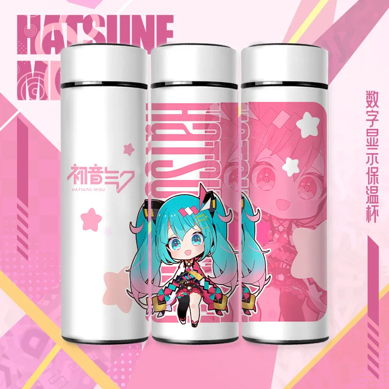 Фото Умная термокружка Miku Anime: Кавайная, большая емкость, из нержавеющей стали, с дисплеем температуры, подарок №4