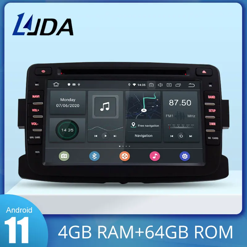 

LJDA 1 DIN Android 11 автомобильный DVD GPS Радио для Dacia/Sandero/Duster/Captur/Lada/Xray 2/Logan 4G + 64G WIFI мультимедийный стерео DSP IPS