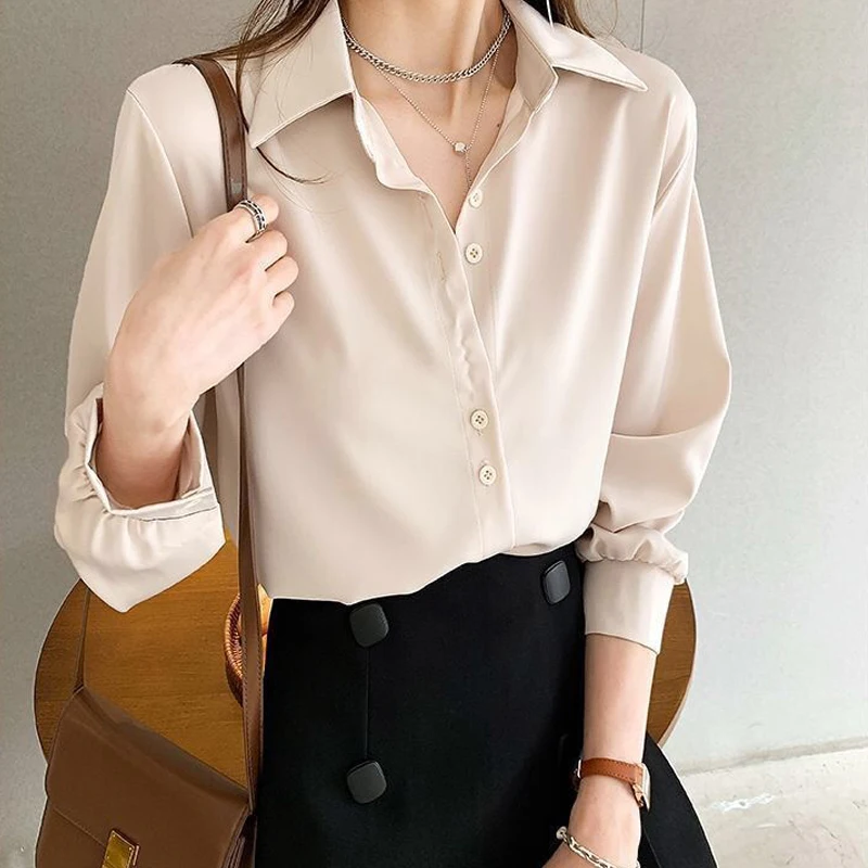 

Plus Size Elegant Top For Women Vintage Chiffon Blouses Blue White Black Bottoming Shirt Holiday Female Clothes Preppy Style