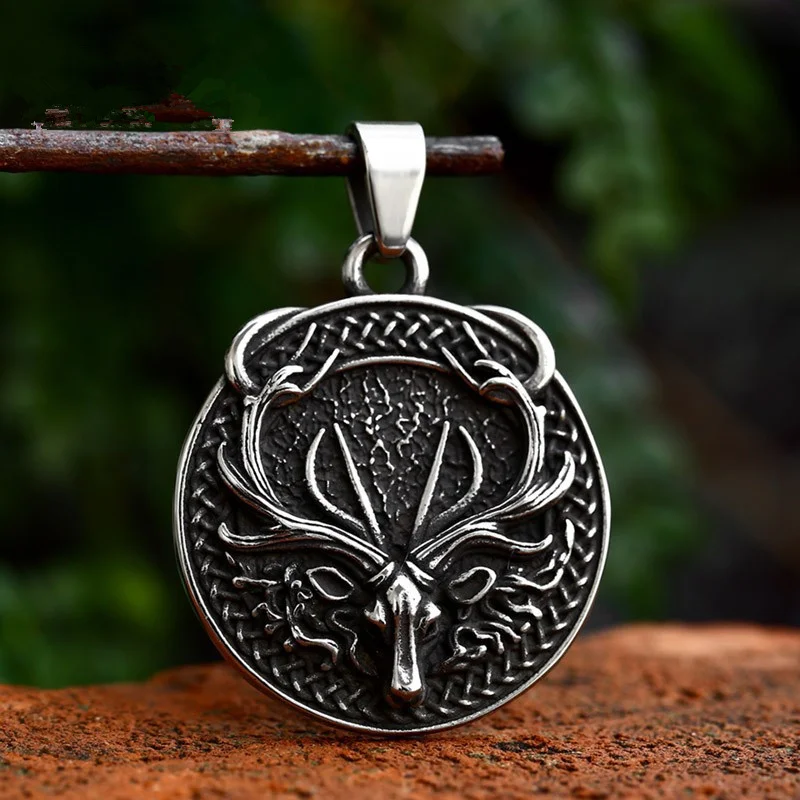 

Fashion Elk Animal Stainless Steel Men Women Necklaces Pendants Chain Unique Punk Trendy Jewelry Creativity Gift Wholesale