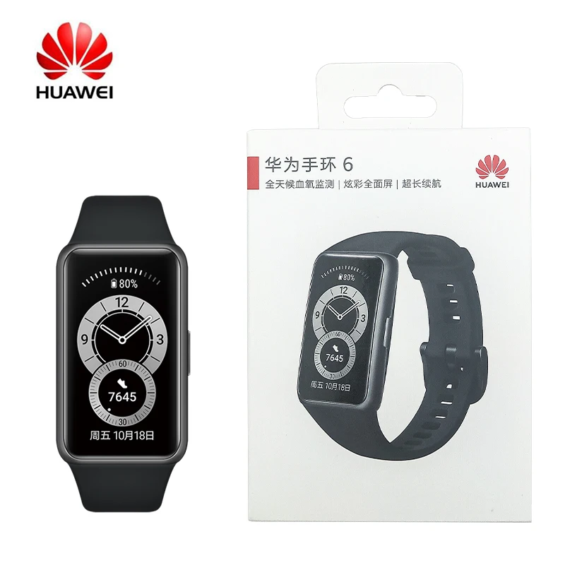 Huawei Band 6 original LED Screen Blood Oxygen Fitness Traker Heart Rate Waterproof  4 Color huawei official store