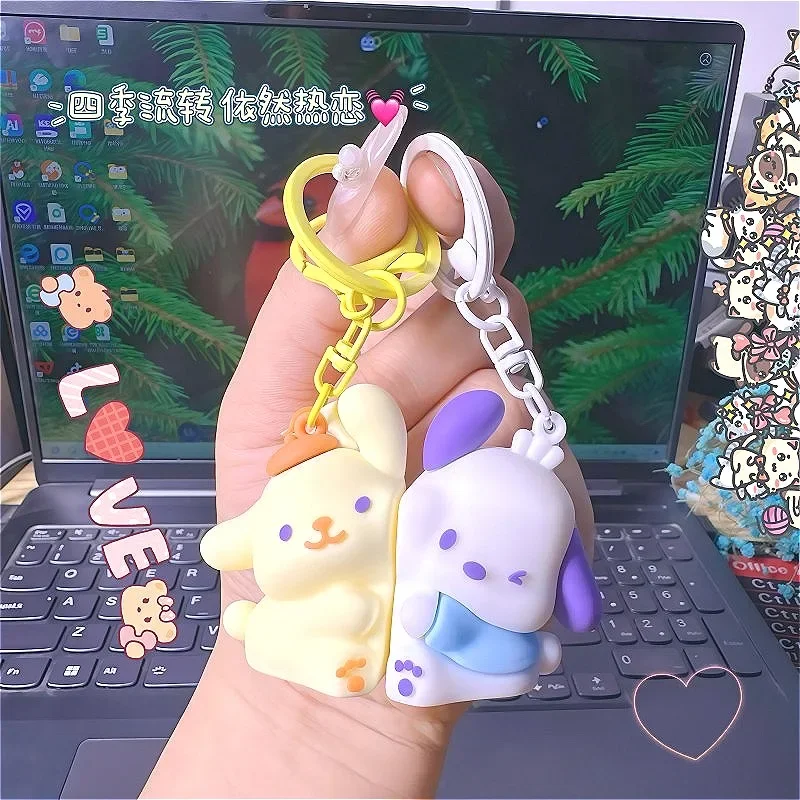 Креативный брелок Sanrio с рисунком Pochacco помпон Purin кулон игрушки для пары кукла