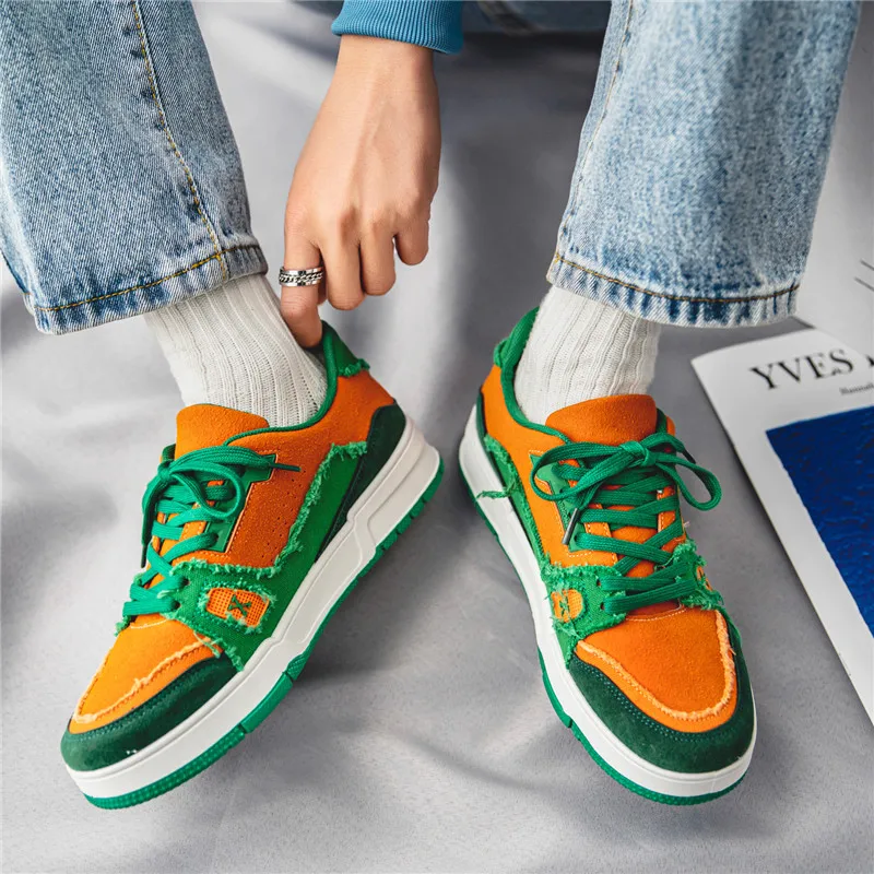 Spring Fashion Orange Men's Designer Sneakers Skateboard Outdoor Sports Platform Skate Shoes Men Trainers zapatillas hombre 2022