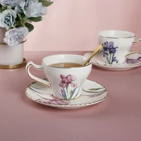 nordic ins wind european light luxury alice iris coffee mug dish afternoon tea black tea ceramic cup dish mugs coffee cups