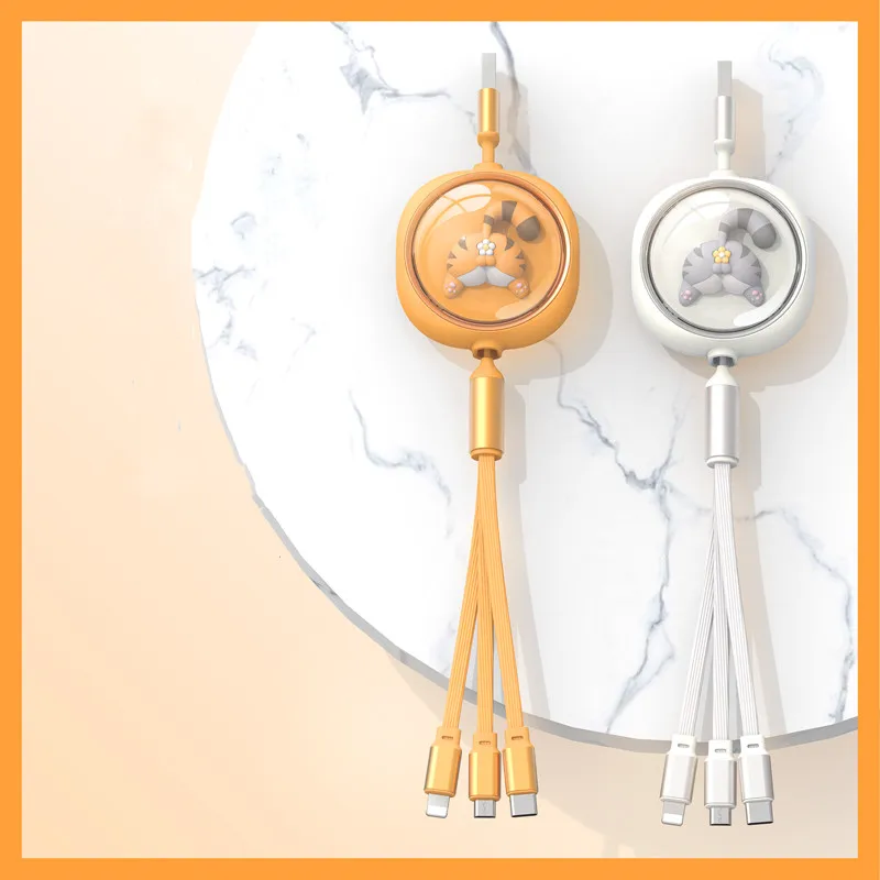 

3 в 1, гибкий зарядный кабель для iPhone Android Type-C