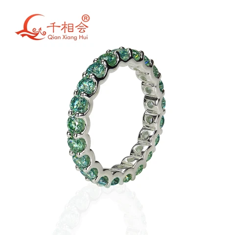 0.1ct 3 мм зеленый цвет круглый moissanite кольцо с бриллиантом s925 Серебряный браслет вечности ювелирные изделия помолвка дамы мужчины
