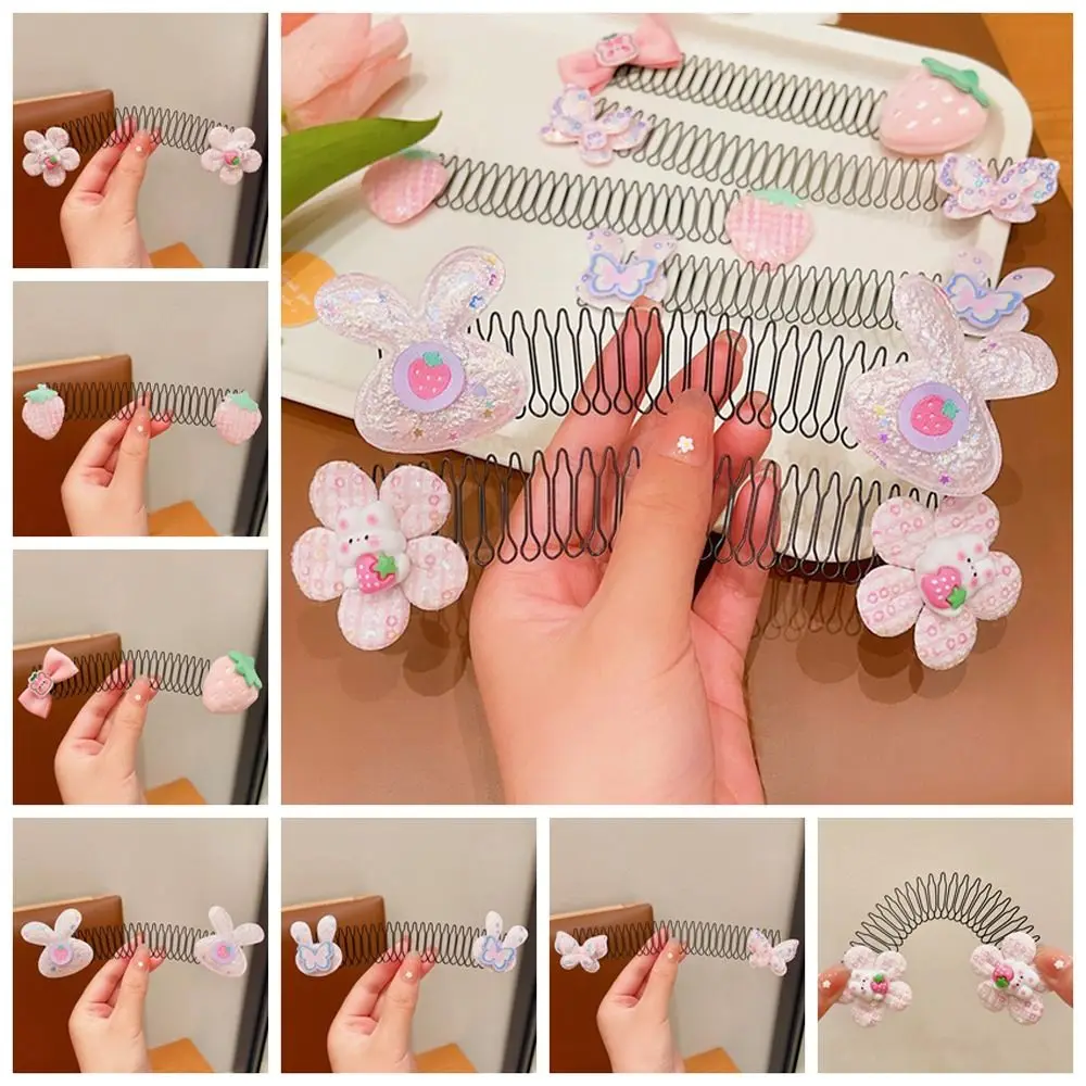 Children U Shape Flower Rabbit Strawberry Butterfly Hair Styling Comb Cartoon Invisible Extra Hair Holder Sweet Fixed Combs Girl