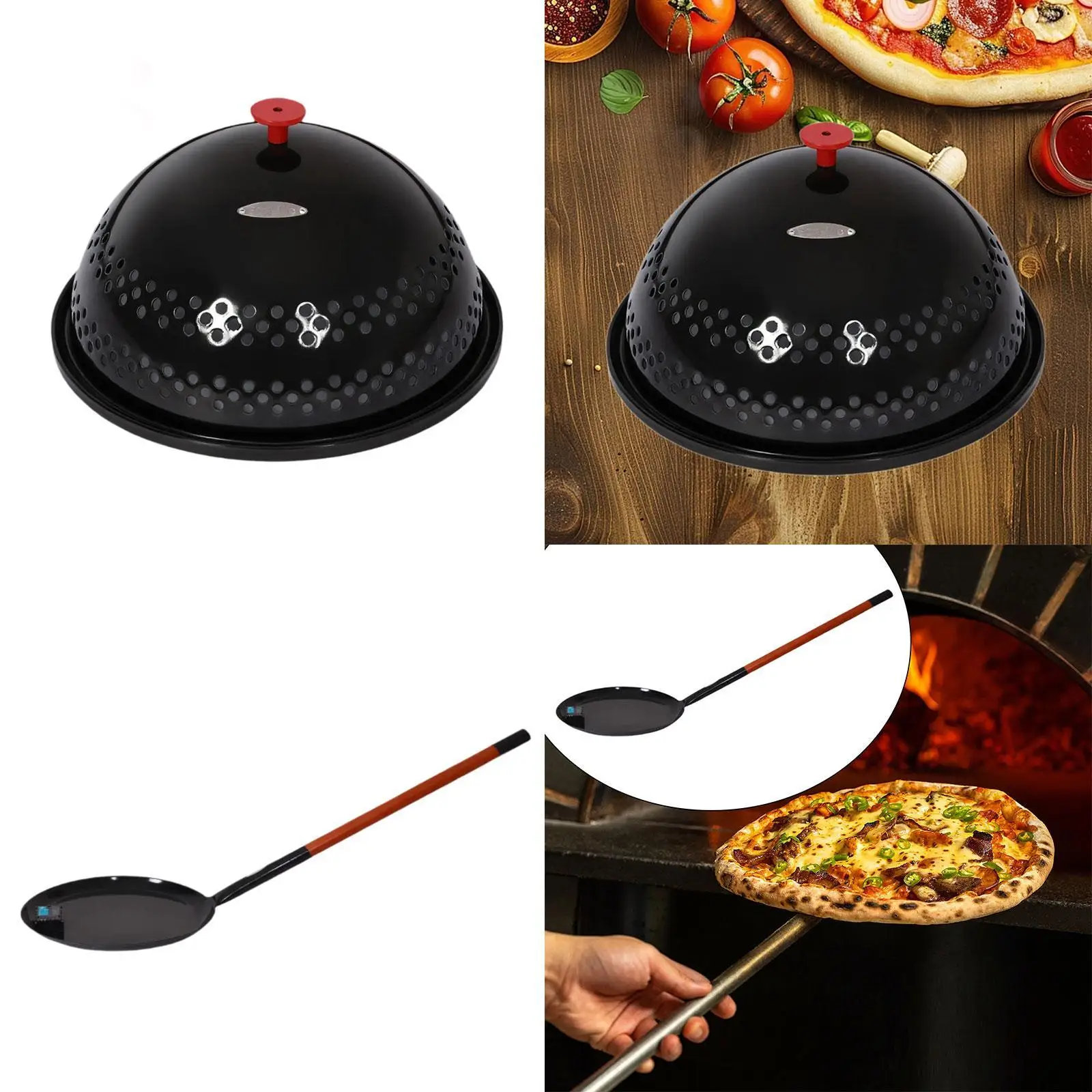 Pipoca Popper Tampa de Panela Redonda Panela de Fritura Esmalte Estoura Grãos Uso Exterior Panela de Pipoca Premium Máquina de Pipoca SEM AGITAR SEM MEXER Preto