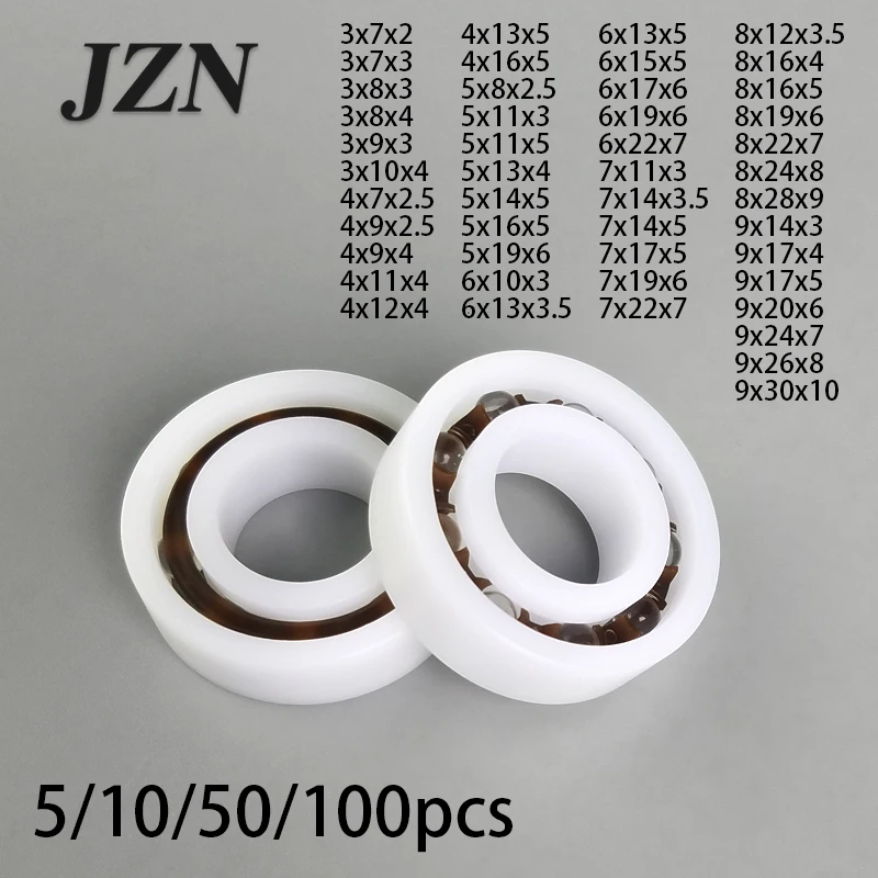 5/10/50/100 шт. пластиковый подшипник из помпона, внутреннее отверстие 3 мм, 4 мм, 5 мм, 6 мм, 7 мм, 8 мм, 9 мм, нейлоновый подшипник, устойчивость к коррозии и без ржавчины