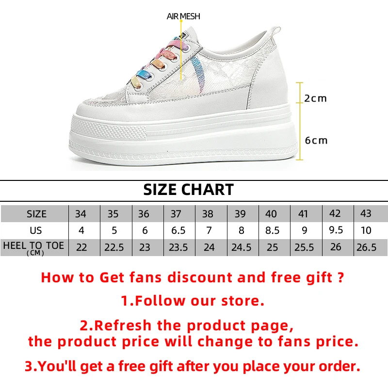 Rainbow Lace 8cm Chunky Sneaker 2023 Fashion Air Mesh Female Breathable Hidden Heels Casual Women Vulcanize Platform Woman Shoes