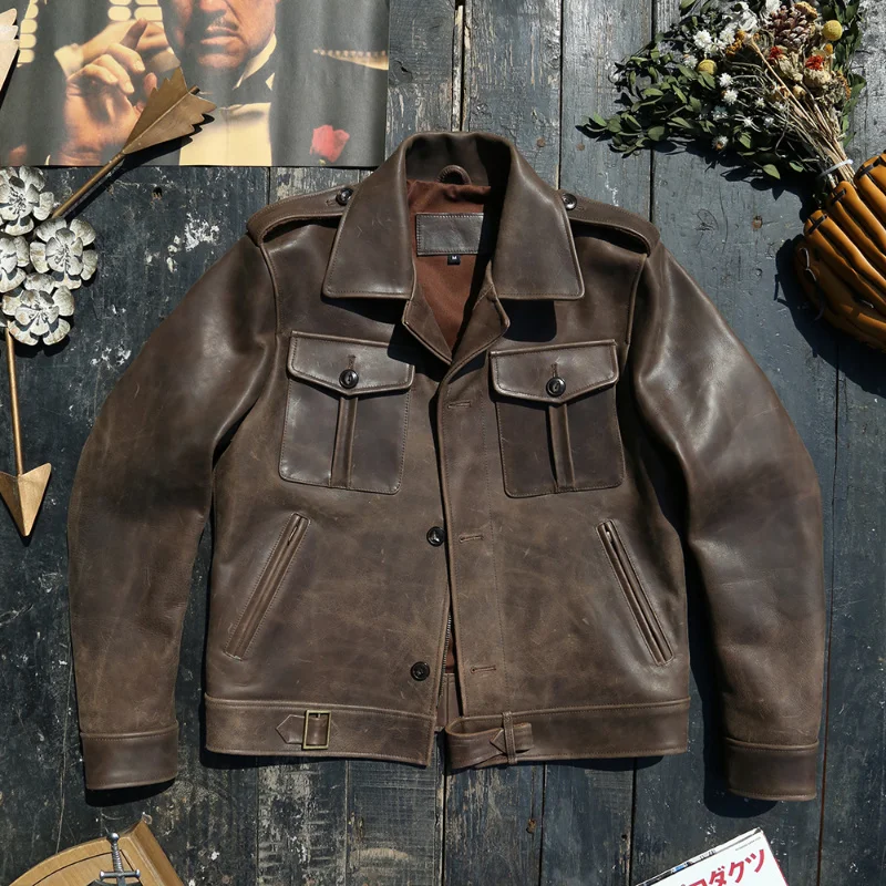

Куртка мужская из натуральной коровьей кожи, винтажная Повседневная Верхняя одежда, Chaquetas Para Hombre Zm