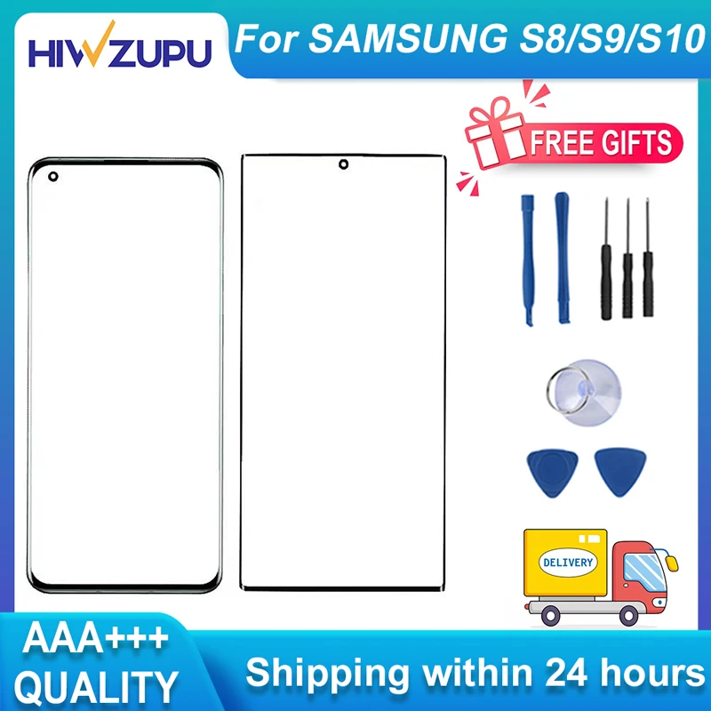 

HIWZUPU Original Glass Screen for Samsung S8 S9 S10 S20 Note8 Note9 Note10 S20Ultra Screen Replacement Curved Cover with OCA