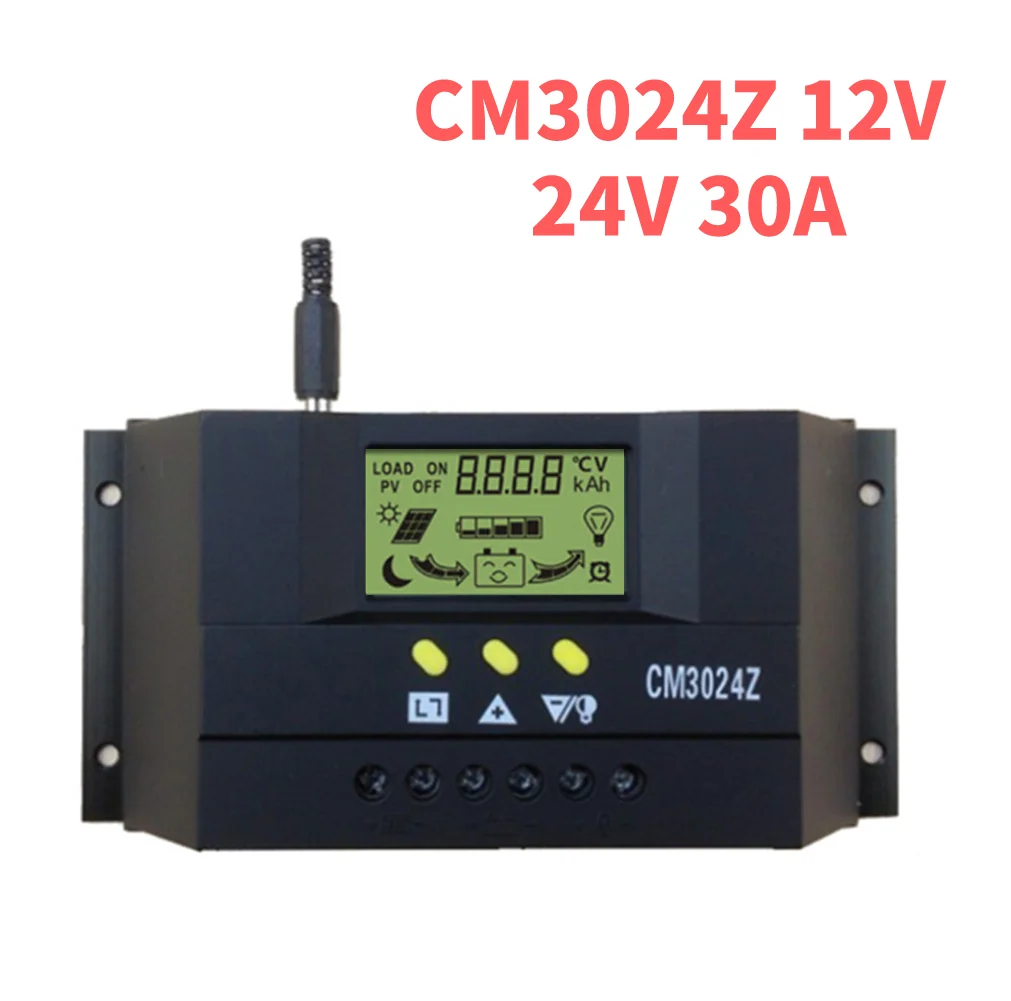 

CM3024Z 30A Solar Charge Controller 12/24V Voltage Current Regulator Charge Controller With LCD Dual USB Output Solar Cell Panel