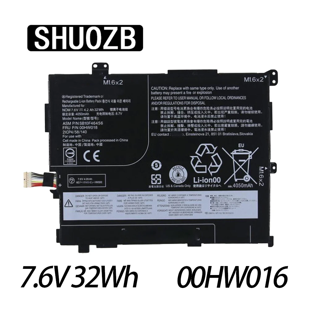 

Новый аккумулятор 00HW016 для ноутбука Lenovo ThinkPad 10 2nd 20E3 20E4 SB10F46454 SB10F46455 TP00064B 00HW017 00HW018 00HW019 7,6 В 32Wh