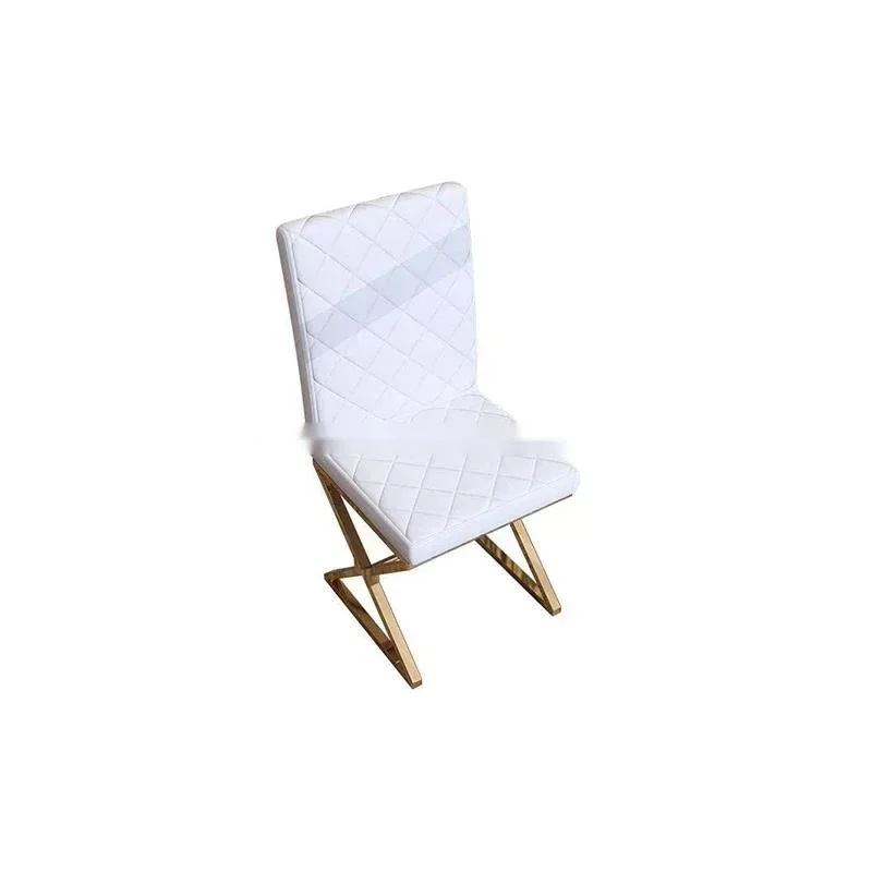 Набор из 4 обеденных стульев с золотым каркасом нержавеющей стали кожаная спинка