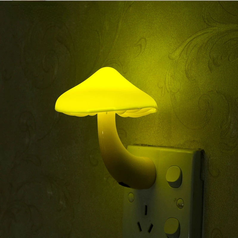 

EU US Plug LED Night Light Mushroom Wall Socket Lights Lamp for Bedroom Home Decoration Light-controlled Sensor Lamp Lava Lamp