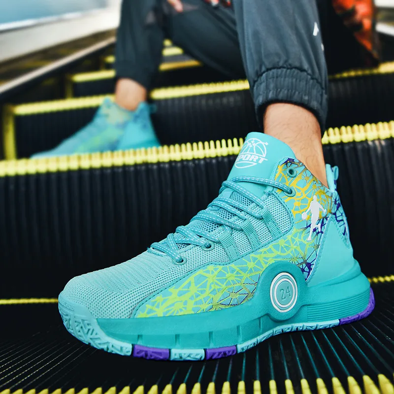 Hot Sale Fashion Basketball Shoes Teenagers Breathable Chunky Sneakers Basket Children Couple High-top Sports Shoes Men Trainers