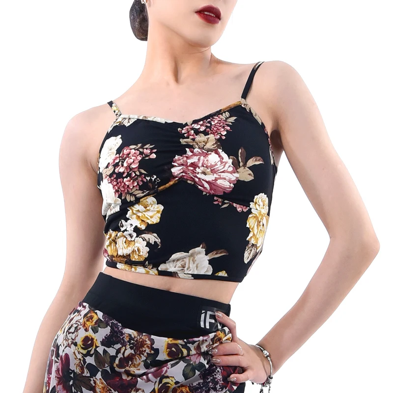 

Latin National Standard Practice Clothes Sexy Backless Suspenders Latin Dance Tops With Chest Pads Chacha Latin Clothes DN12632