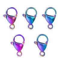 10pcslot 9 19mm rainbow color stainless steels lobster clasp hooks for necklace bracelet accessories jewelry findings materials