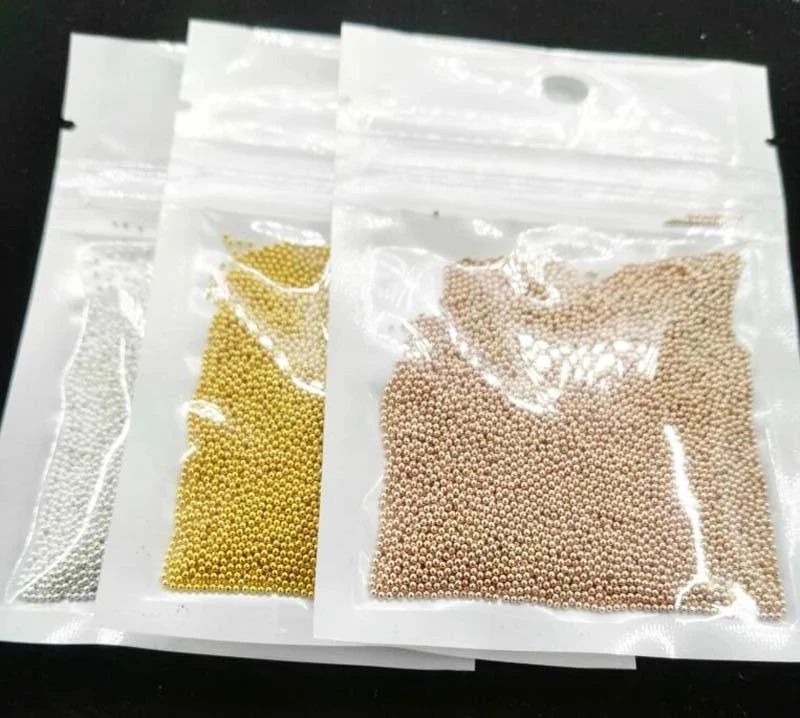 10g/bag Mini Glass Caviar Metal Beads Nail Charm Gold/Silver/Rose Gold Steel Ball Nail Stud 3D Micro Fairy Ball Diamonds Decor images - 6