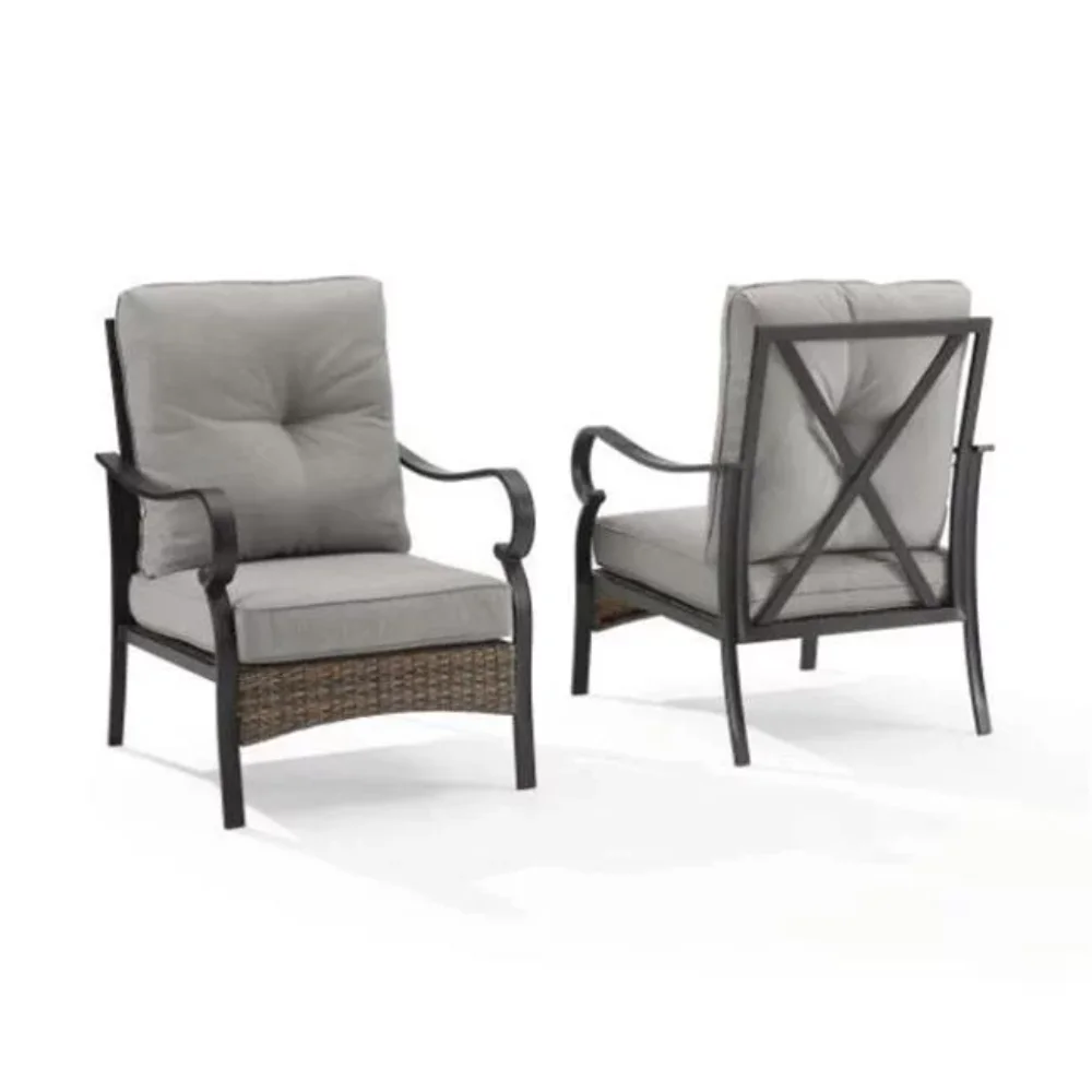 

Dahlia 2Pc Outdoor Metal And Wicker Armchair Set Taupe/Matte Black - 2 Armchairs