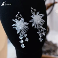 new crystal drop earrings korean fashion fairy white wedding dress earring tassel beads earings jewelry bride accessories