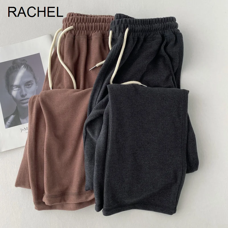 

Брюки женские эластичные в стиле ретро, шикарные Широкие штаны с завышенной талией, свободные прямые штаны с драпировкой на шнурке, осень 2021