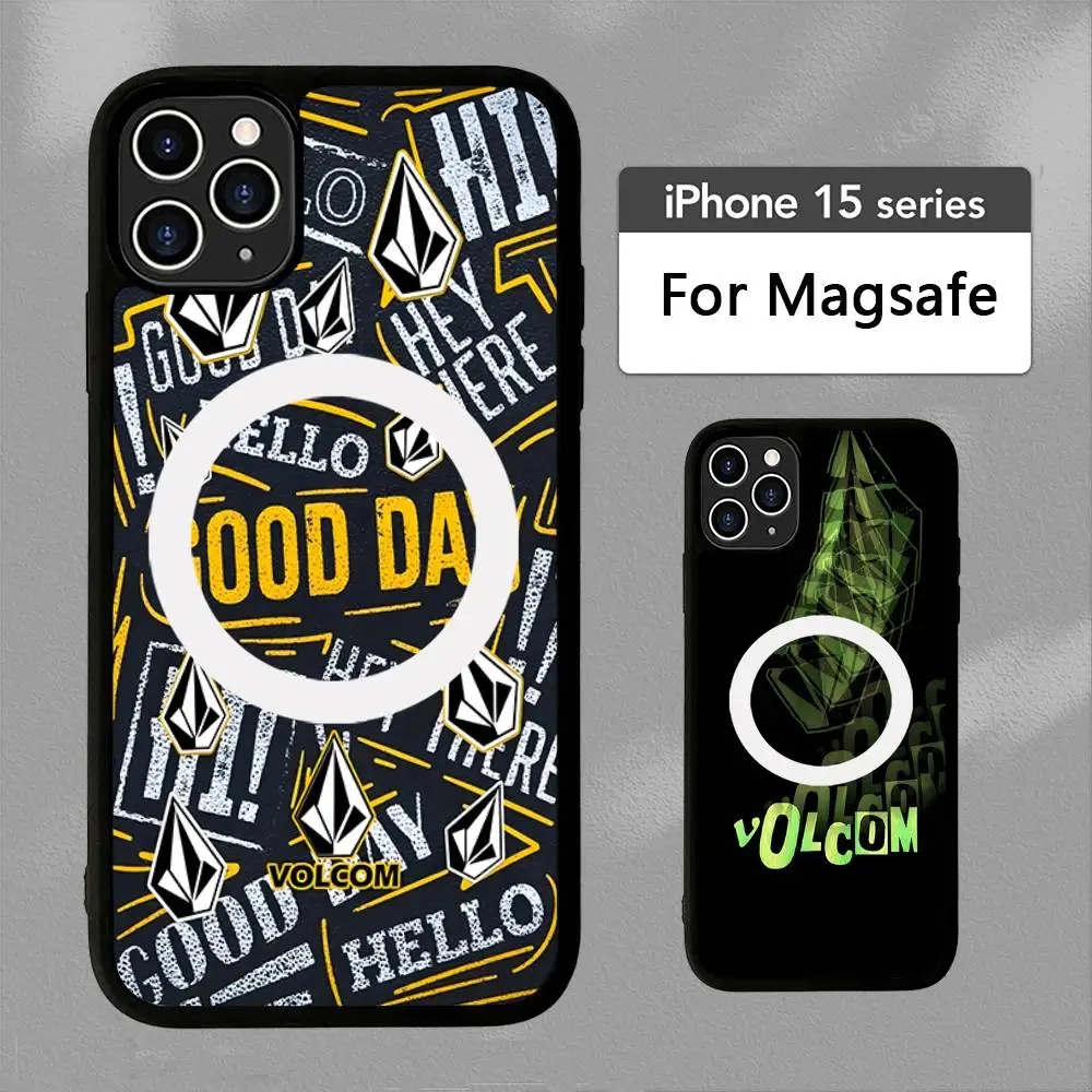 Фото Модный молодежный чехол V-volcom для iPhone 17 16 15 14 13 12 11 Plus Pro Max с магнитной фиксацией MagSafe, из PC+TPU №3