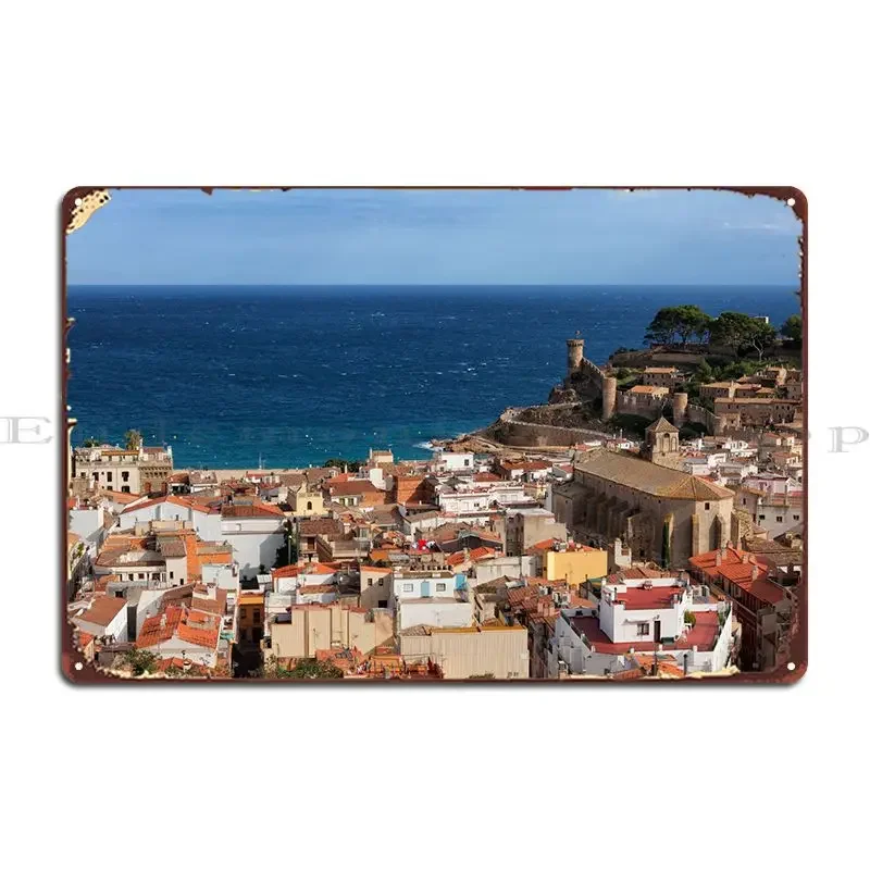 Город Tossa De Mar металлическая табличка плакат украшения таблички пещера вечерние