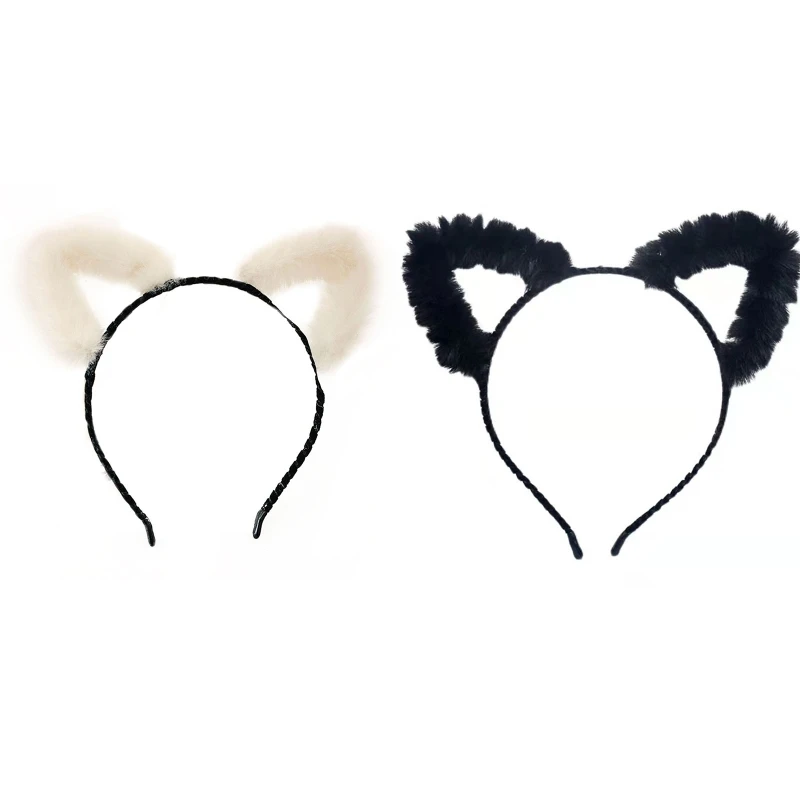 

Faux Fur Ear Hair Hoops Night Party Anime Hairband Fur Headbands