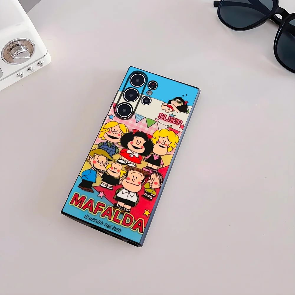 Фото Чехол для телефона с милой девушкой из мультфильма M-Mafalda для Samsung Galaxy S25 S24 S22 S23 Ultra S21 S20 Plus 5G, матовый нескользящий полный мягкий чехол №3