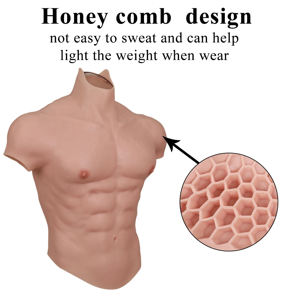 Реалистичный силиконовый мужской мускул размер XL 60-95 кг подходящий костюм