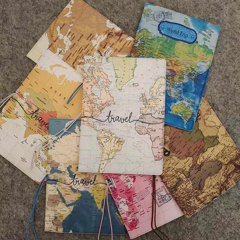 

Travel Accessories 8 Styles World Map Passport Holder PVC 3D Print Leather Travel Passport Cover Case Card ID Holders 14cm*9.6cm