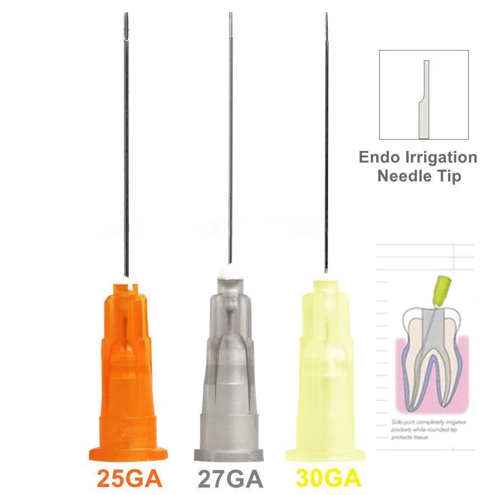 

100pcs Dental Endo Irrigation Needle Tip 25G/27G/30GA End-Closed Side Hole Endo Syringe Root Canal Lateral Washing Needle Tip