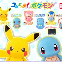 original bandai pokemon figures capsule toys pikachu anime action figurine slowpoke squirtle cute kawaii pedestal gashapon gift