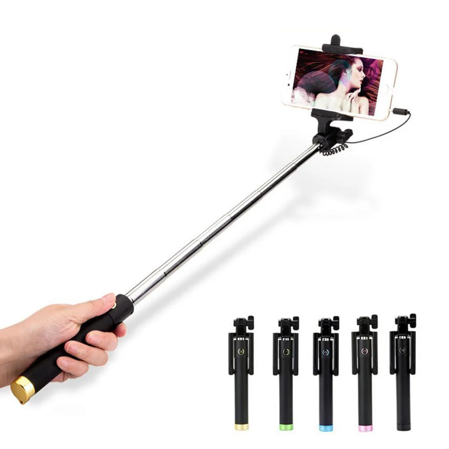

Mini Extendable Handheld Wired Selfie Stick Portable Monopod For Phone Iphone 6 6s Plus Samsung Xiaomi Huawei Android Smartphone