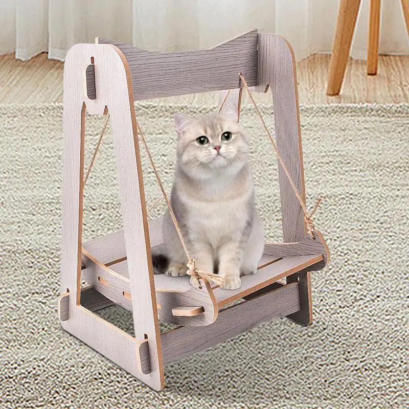 

Подвесная деревянная кошачья кровать, гамак-качели для кошек, подвесная качели, корзина для собак и домашних питомцев, Аксессуары для кошек