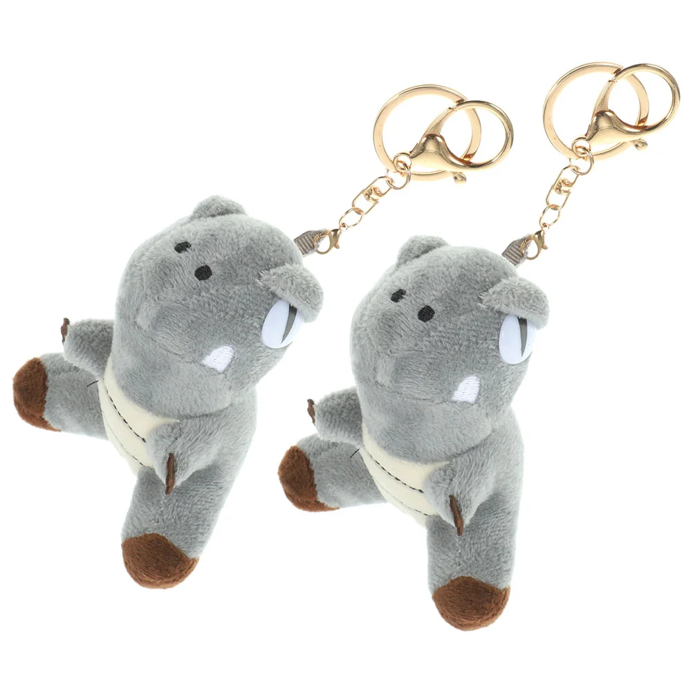 

2 Pcs Key Holder Duckling Keychain Unique Keychains Dinosaur Decoration Bag Pendant Animal Women Child