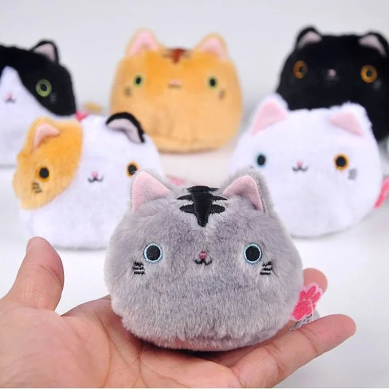 

Новинка, 1 шт., 6 цветов, Kawaii, 8 см, кошки, мягкие игрушки, брелок, кошка, подарок, плюшевые игрушки для девочек на день рождения