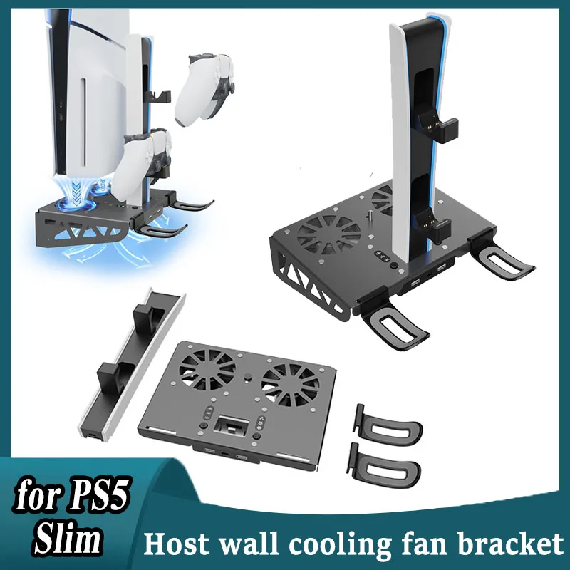 

for PS5 Slim Host Wall Mounted Cooling Fan Bracket for PS5 Game Controller Charging Earphones VR Helmet Storage Rack Accessories